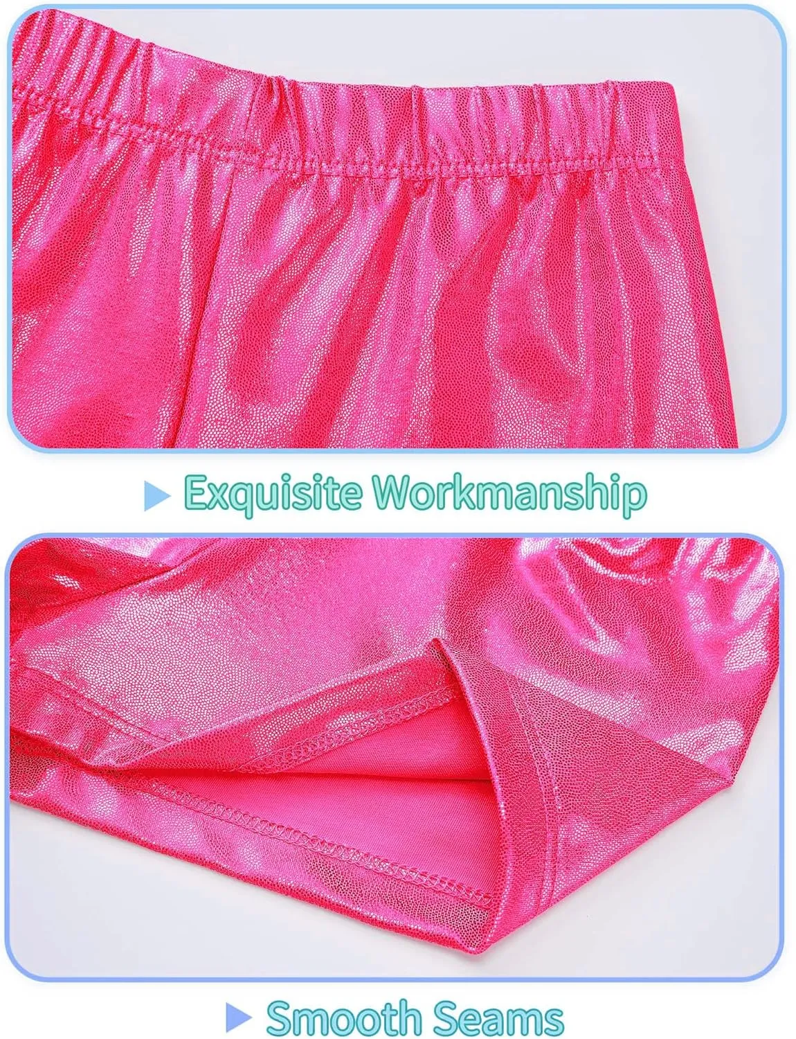 Nymphperi Girls Gymnastics Leotards 2 Piece Shiny Sleeveless Bodysuits with Sparkly Breathable Shorts Suit