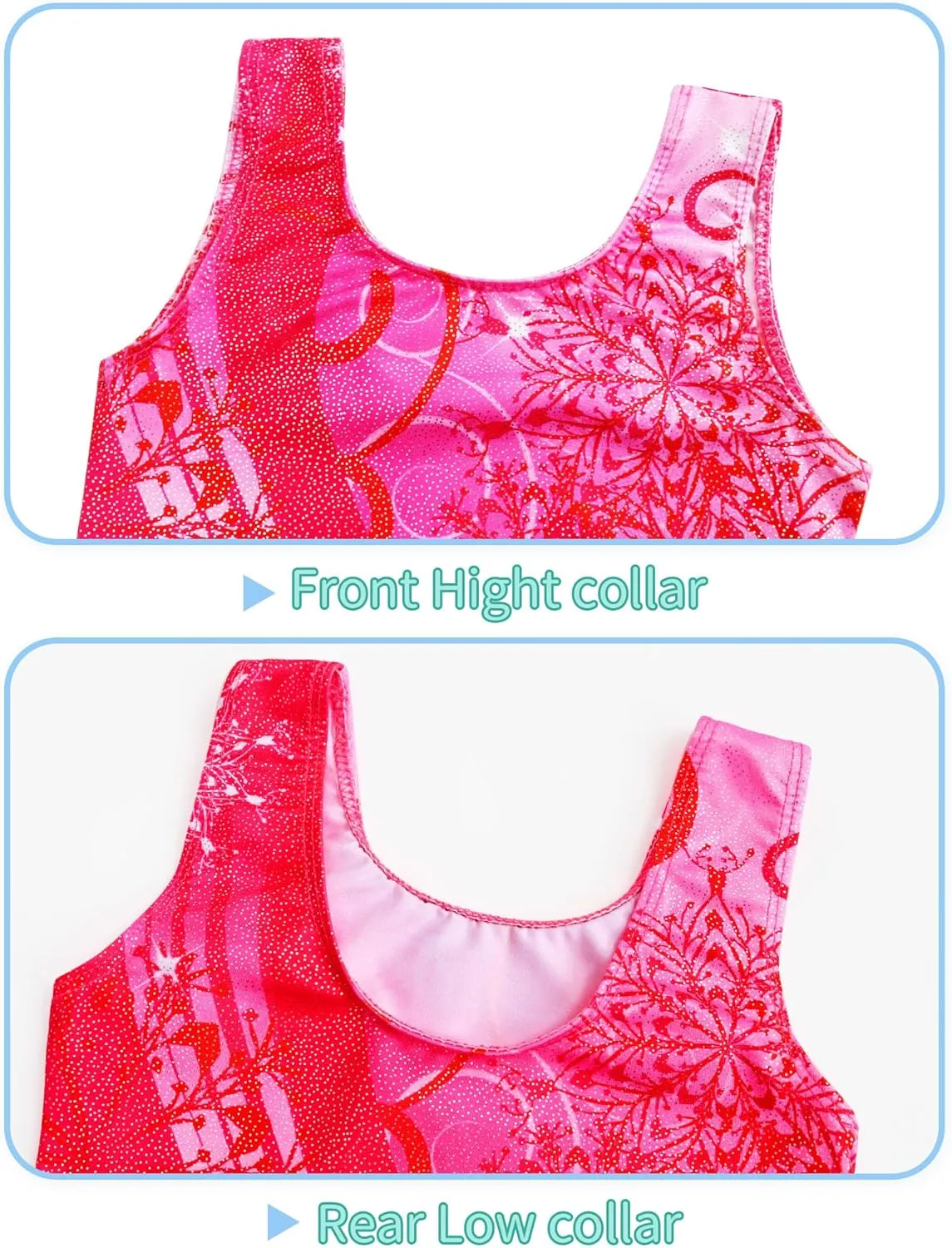 Nymphperi Girls Gymnastics Leotards 2 Piece Shiny Sleeveless Bodysuits with Sparkly Breathable Shorts Suit