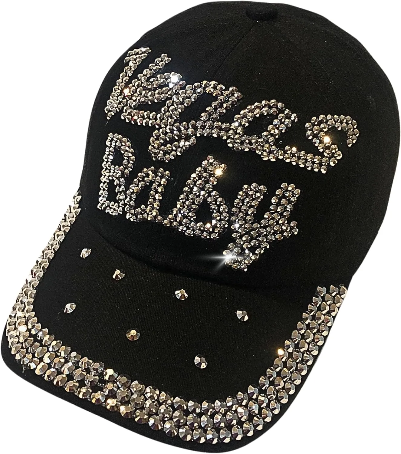 Popfizzy Bling Las Vegas Baby Hat, Rhinestone Baseball Cap for Women, Las Vegas Souvenir, Bedazzled Gifts