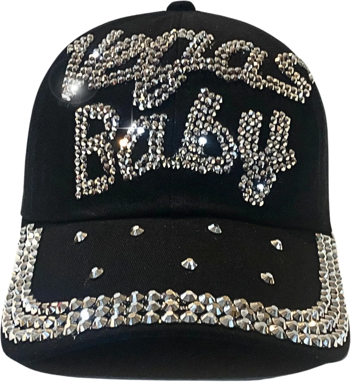 Popfizzy Bling Las Vegas Baby Hat, Rhinestone Baseball Cap for Women, Las Vegas Souvenir, Bedazzled Gifts