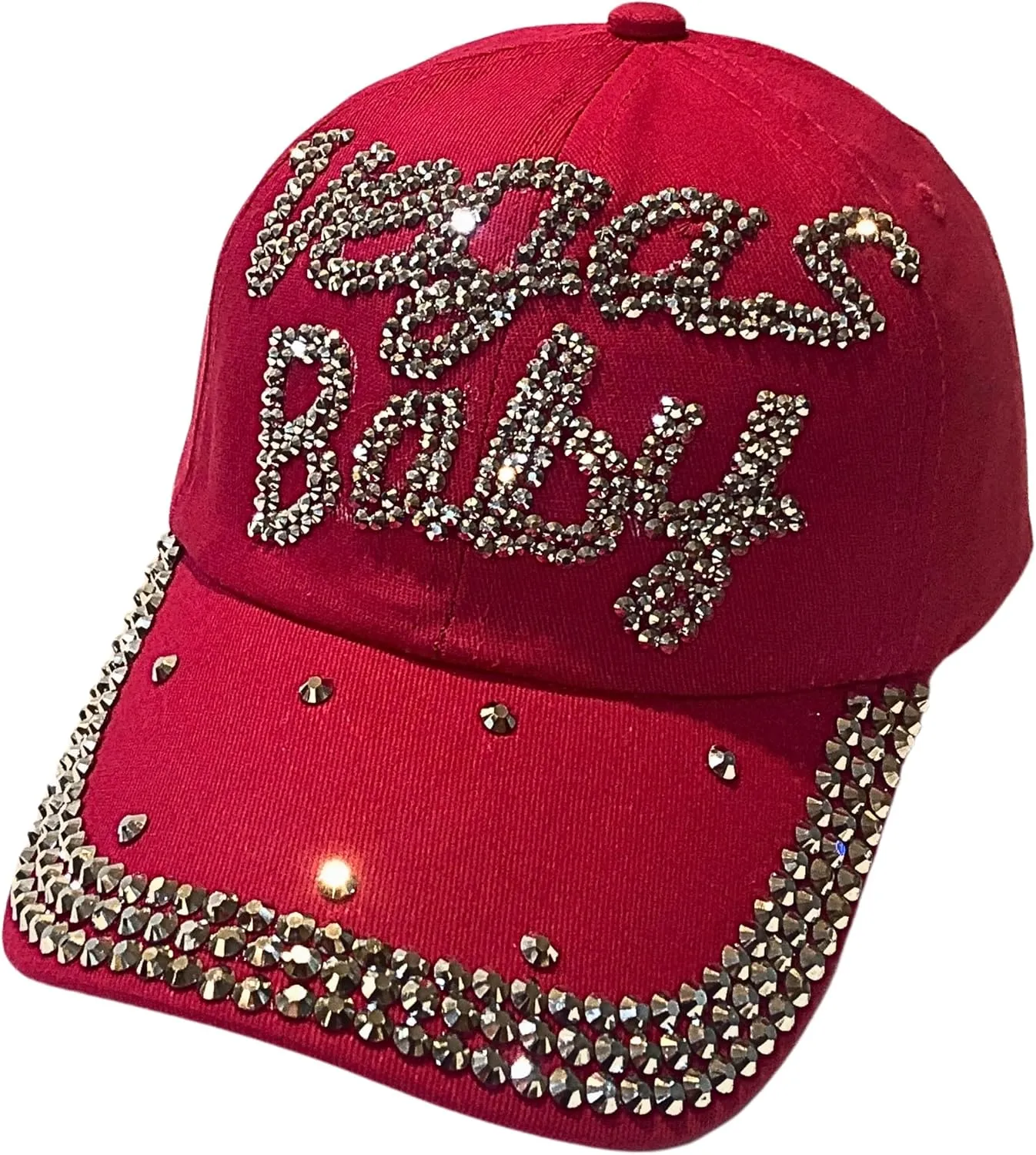Popfizzy Bling Las Vegas Baby Hat, Rhinestone Baseball Cap for Women, Las Vegas Souvenir, Bedazzled Gifts