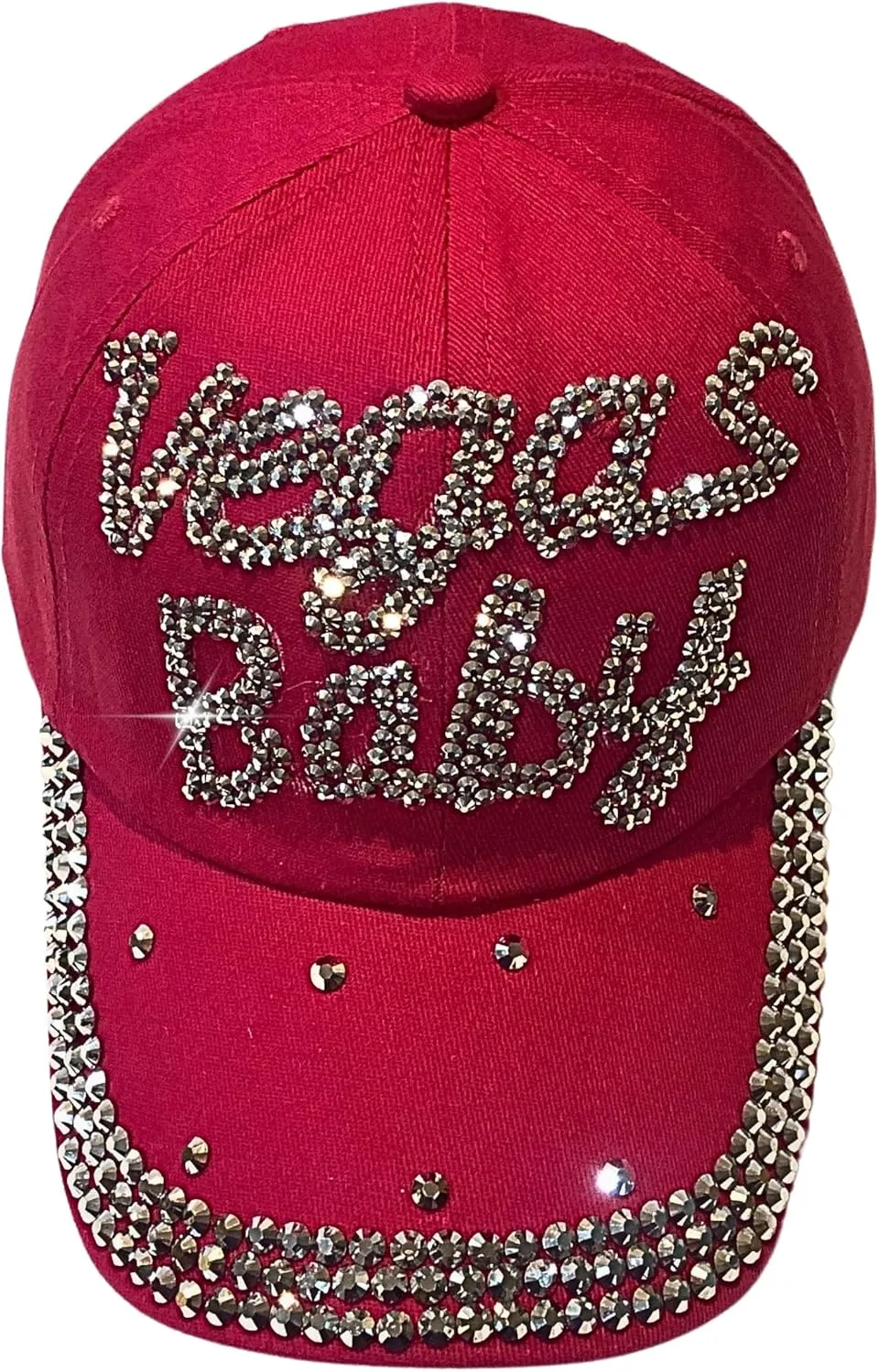 Popfizzy Bling Las Vegas Baby Hat, Rhinestone Baseball Cap for Women, Las Vegas Souvenir, Bedazzled Gifts