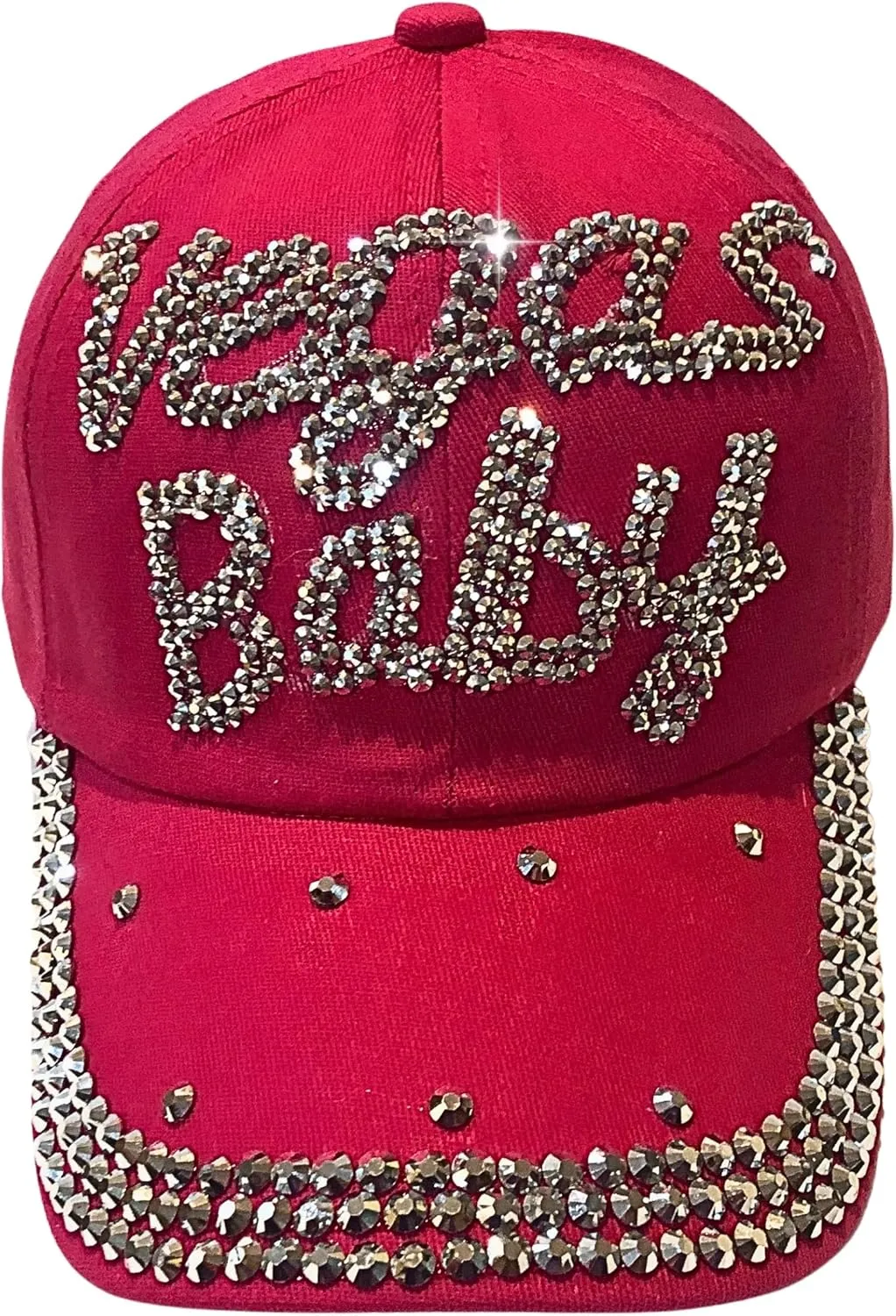 Popfizzy Bling Las Vegas Baby Hat, Rhinestone Baseball Cap for Women, Las Vegas Souvenir, Bedazzled Gifts