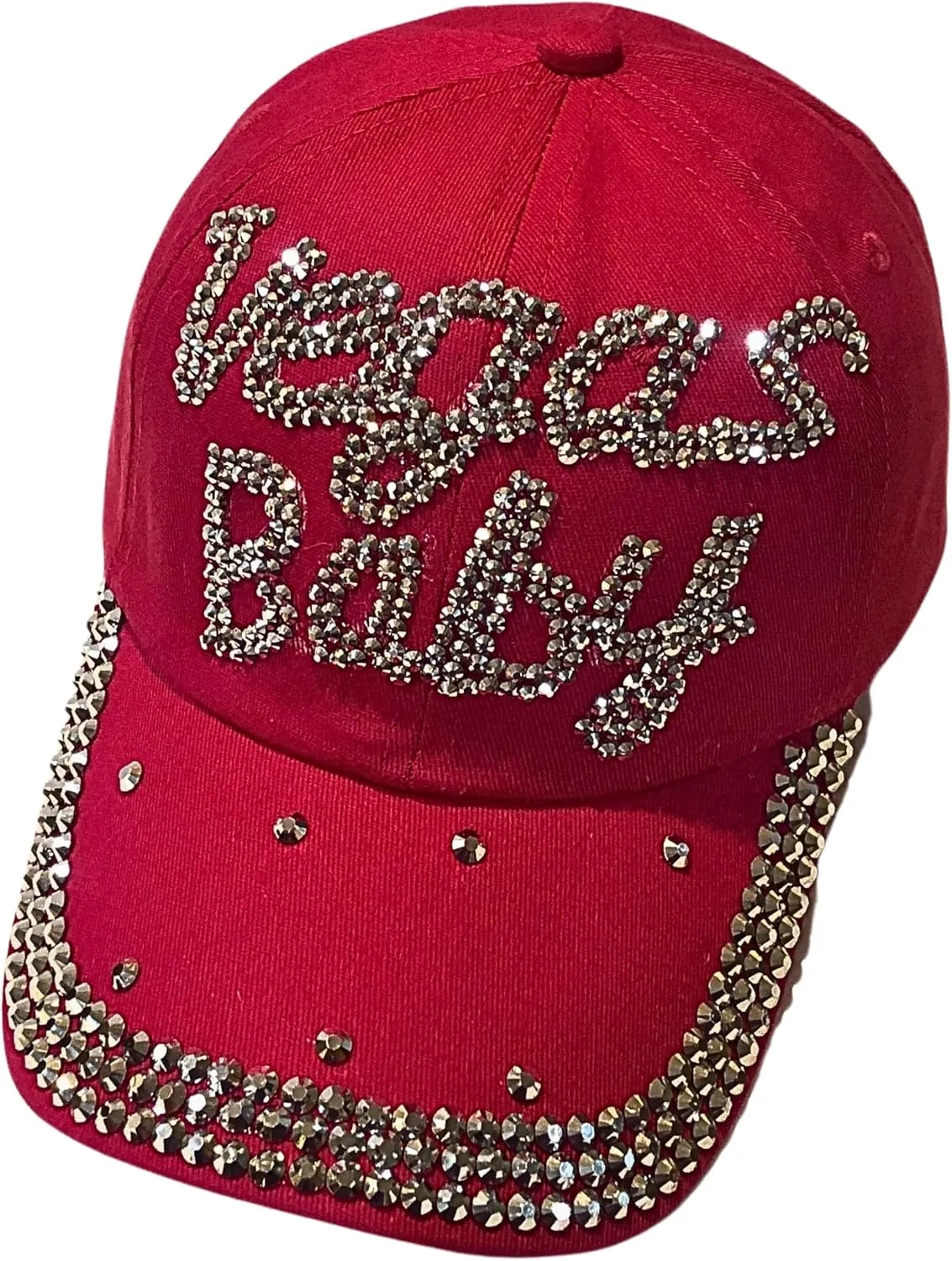 Popfizzy Bling Las Vegas Baby Hat, Rhinestone Baseball Cap for Women, Las Vegas Souvenir, Bedazzled Gifts