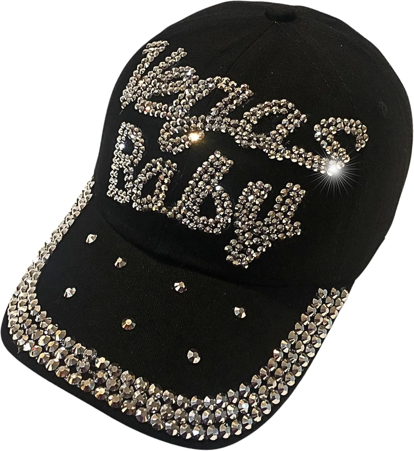 Popfizzy Bling Las Vegas Baby Hat, Rhinestone Baseball Cap for Women, Las Vegas Souvenir, Bedazzled Gifts