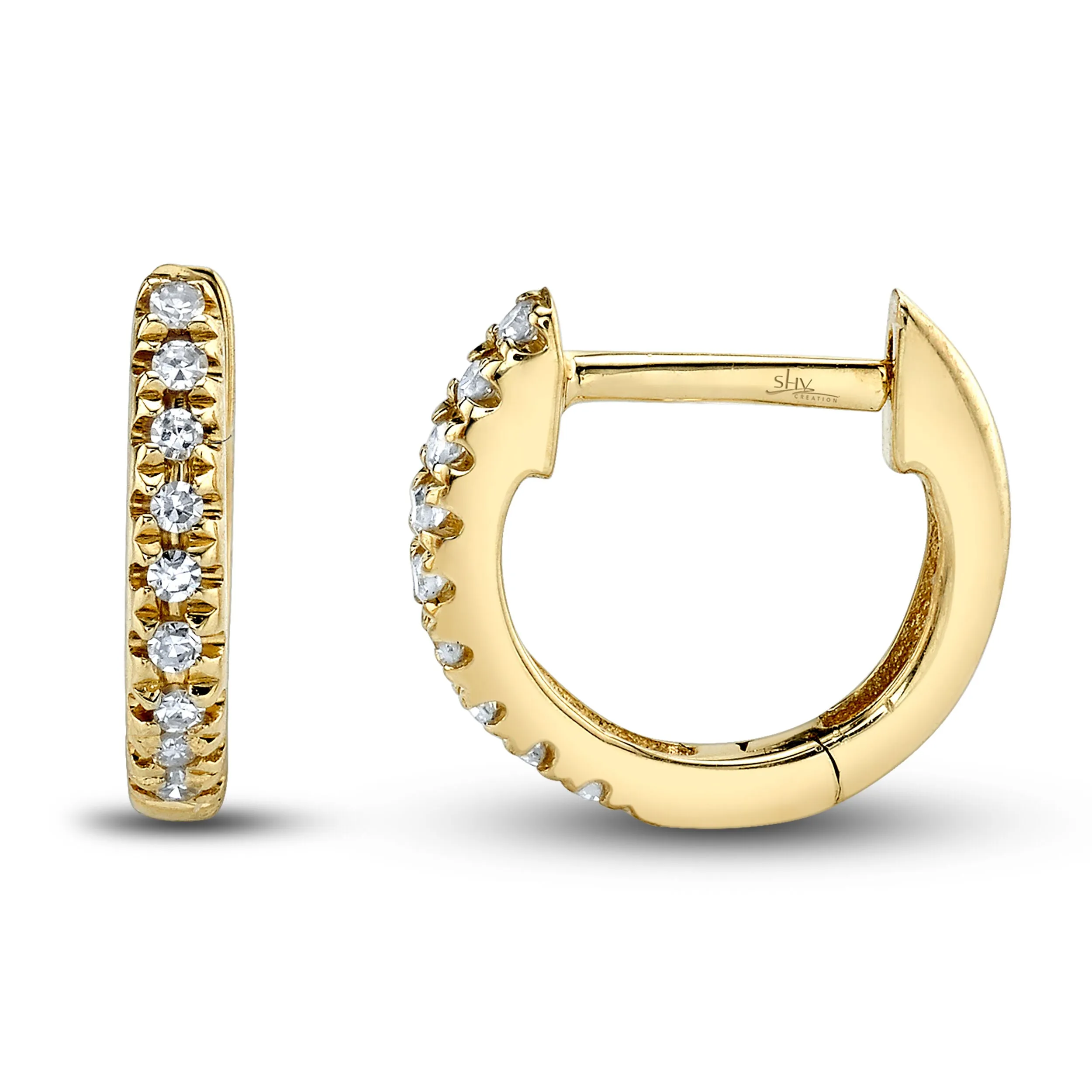 Pre-Owned Jared Huggie Earrings with Diamond Accent in 14k Solid Gold