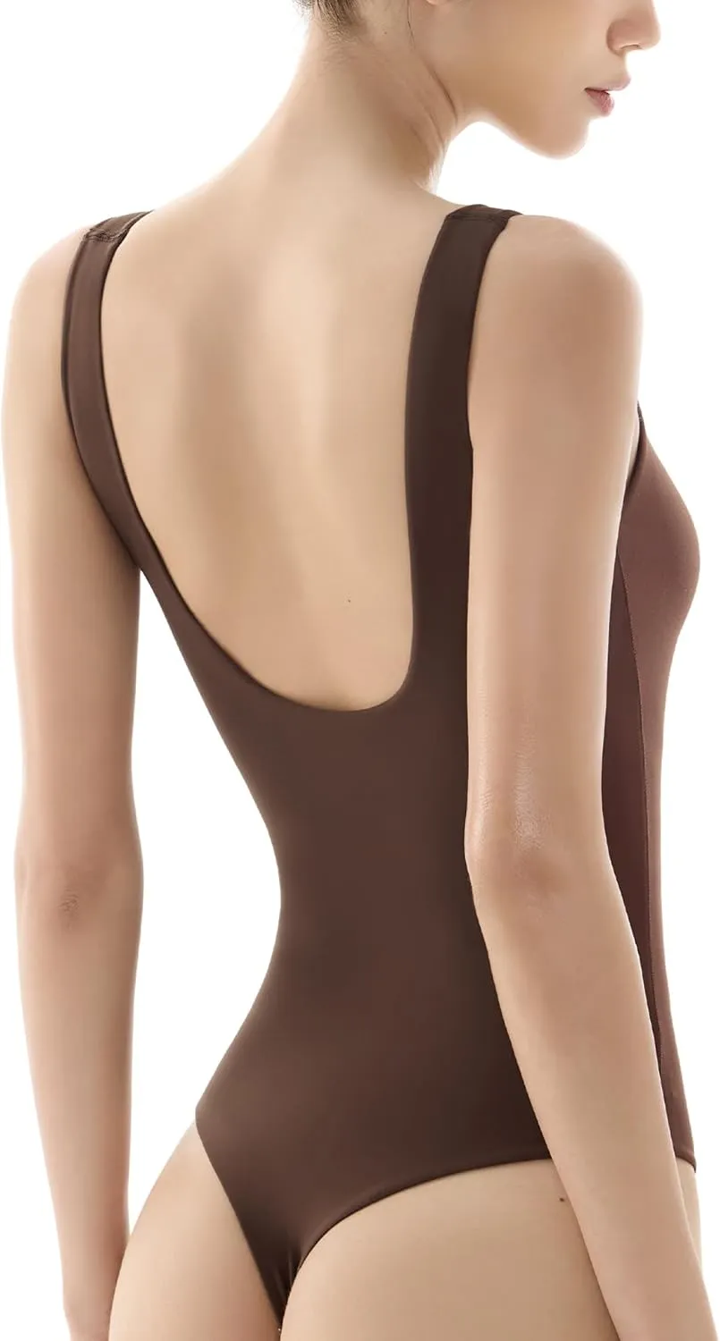 PUMIEY Bodysuit for Women Sleeveless Backless Tank Top Sharp Collection
