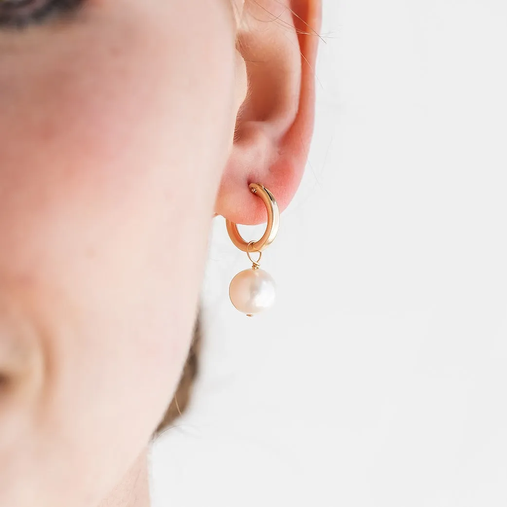 "Penelope" Baroque Pearl Hoop Earrings