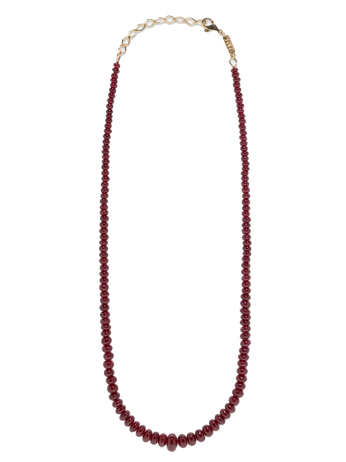 Rich Ruby Beaded Yellow Gold Necklace