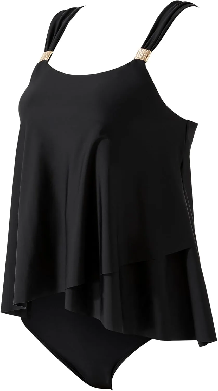 RXRXCOCO Women Tankini Bathing Suits Ruffle High Waisted Swimsuit Tummy Control Swimwear