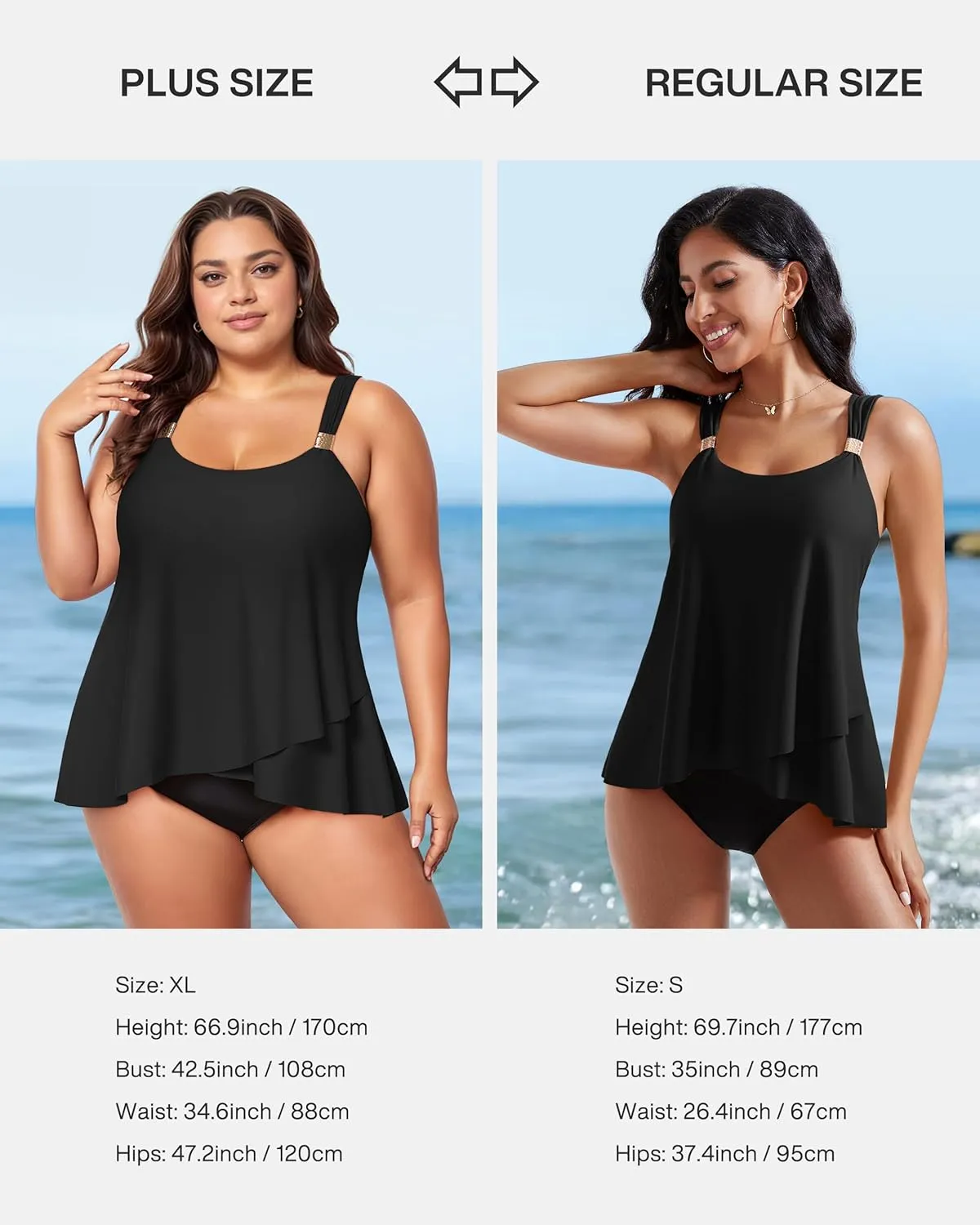 RXRXCOCO Women Tankini Bathing Suits Ruffle High Waisted Swimsuit Tummy Control Swimwear