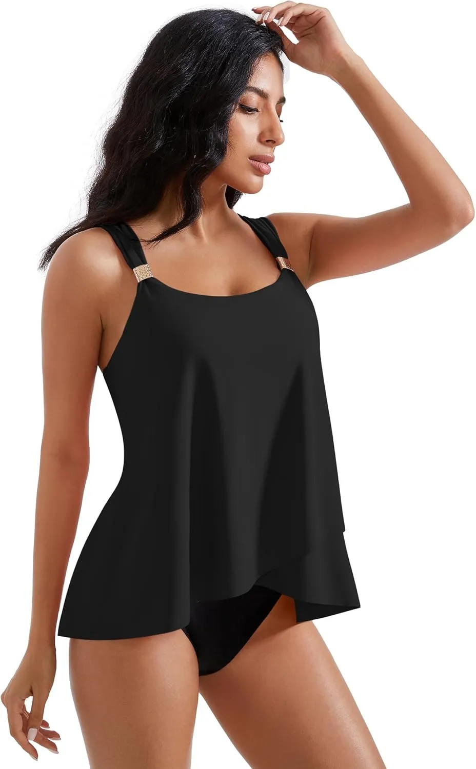 RXRXCOCO Women Tankini Bathing Suits Ruffle High Waisted Swimsuit Tummy Control Swimwear