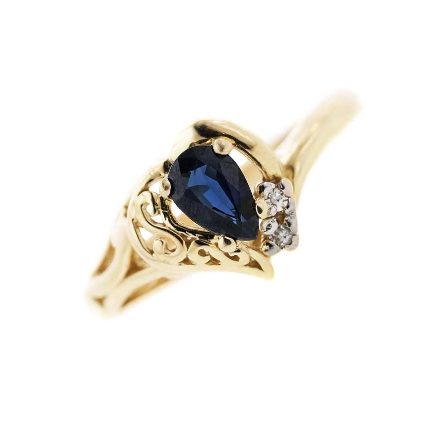 Sapphire and Diamond Ring - 14K Yellow Gold