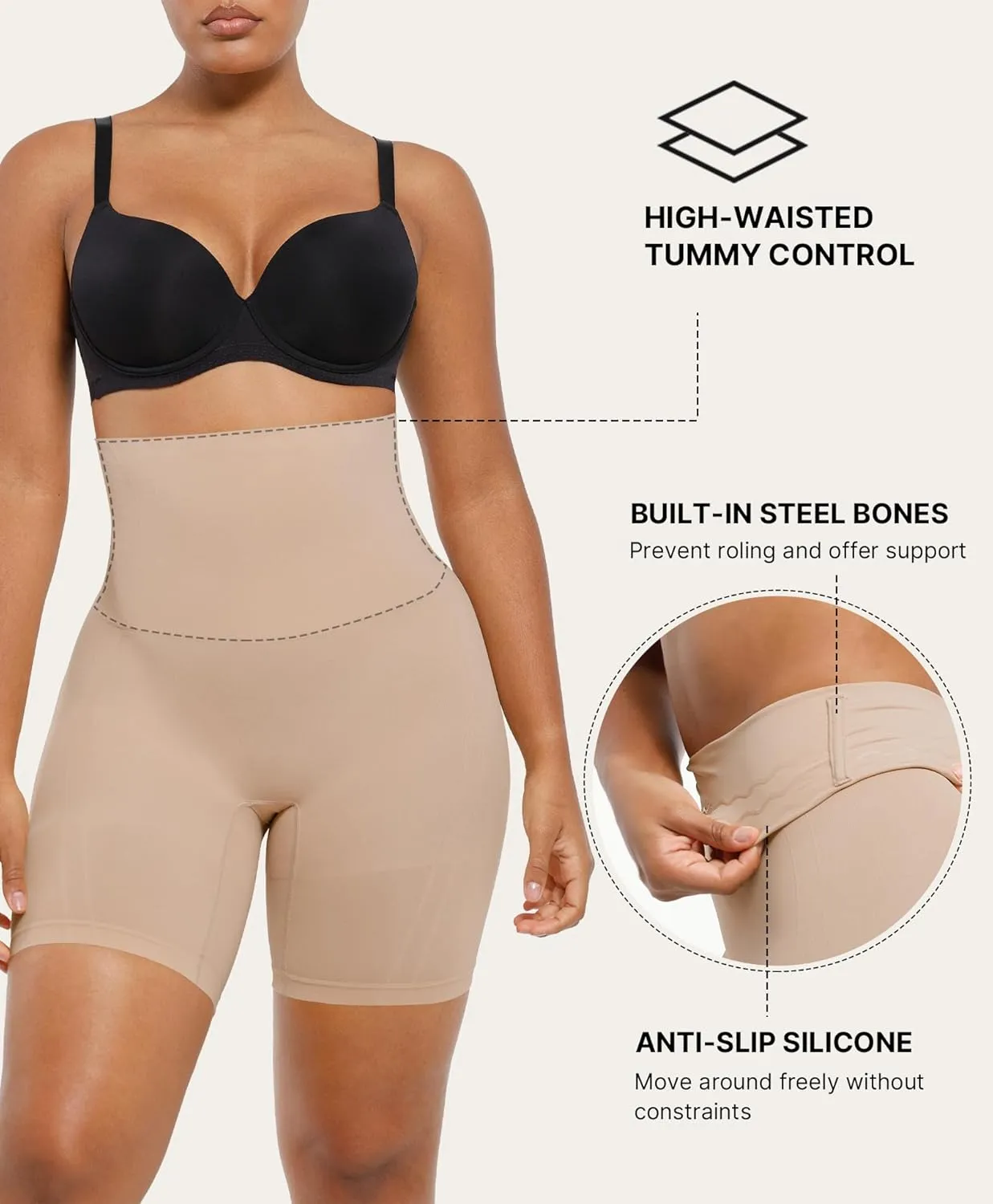 SHAPELLX Shapewear Tummy Control Shorts for Women Seamless High Waisted Body Shaper Thigh Slimming Underwear Girdle