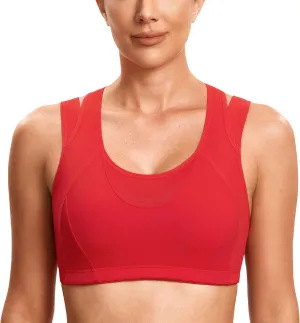 SYROKAN Sports Bras for Women High Support Mesh Full Coverage Racerback Wireless No Bounce Running Bras