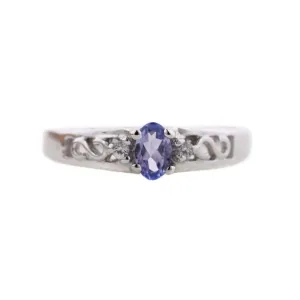 Tanzanite and White Sapphire - 14K White Gold