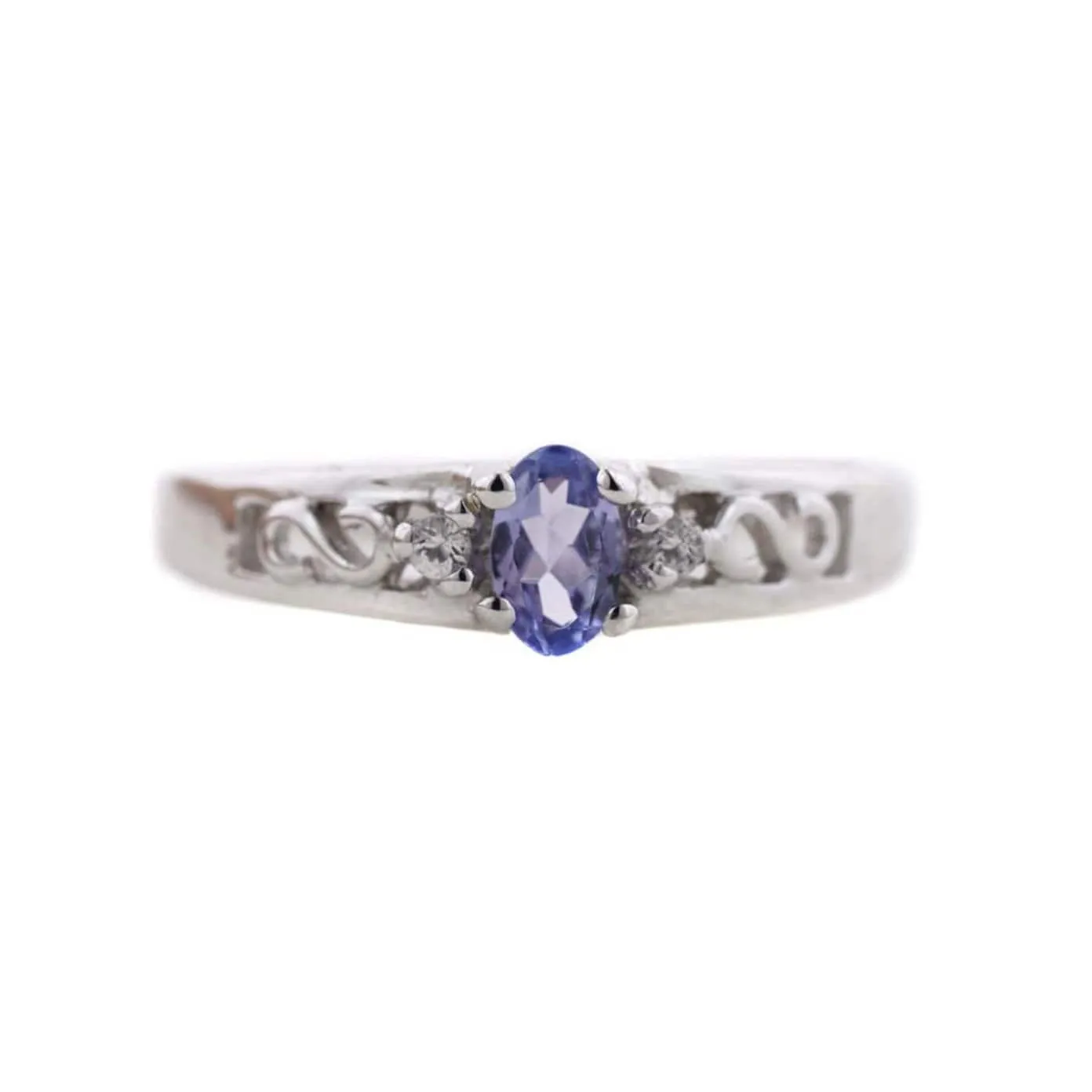 Tanzanite and White Sapphire - 14K White Gold