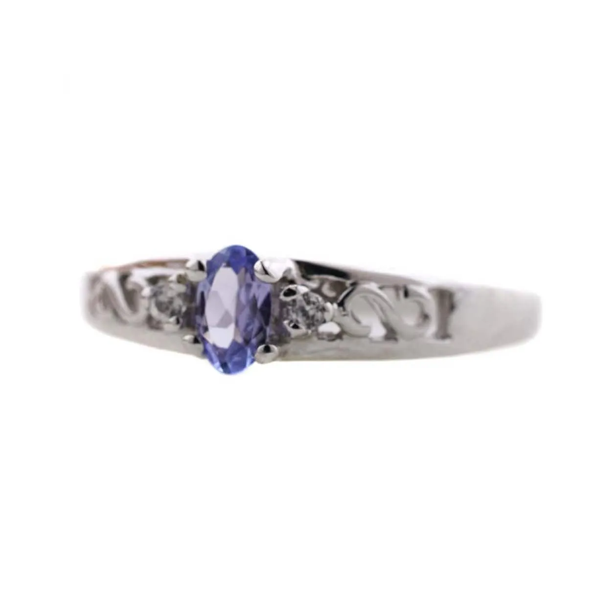 Tanzanite and White Sapphire - 14K White Gold