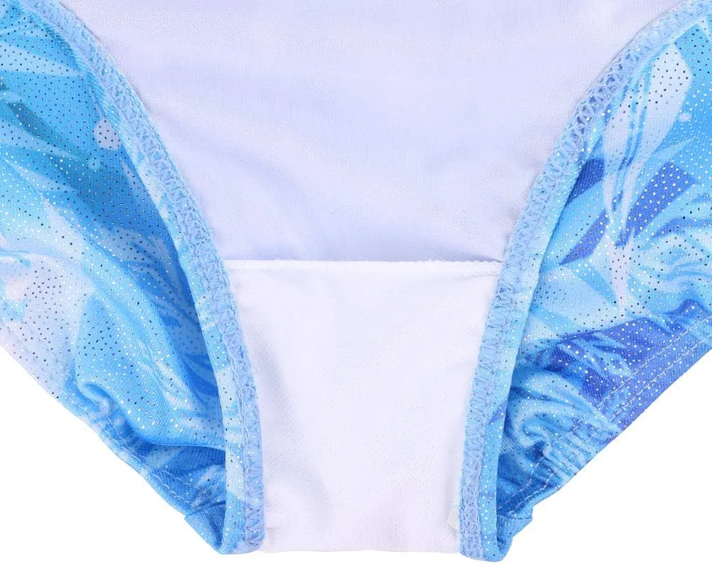 TFJH E Kids 3/4 Sleeve Girls' One Piece Sparkly Gymnastics Leotard Practice Outfits