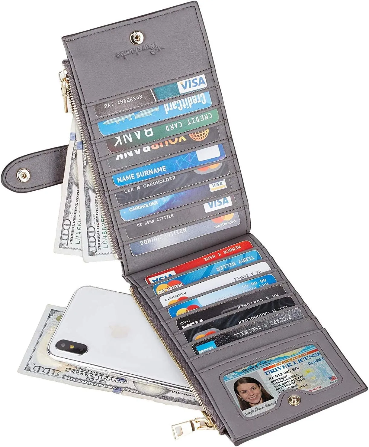Travelambo Leather Wallets for Women Slim RFID Blocking Bifold Credit Card Holder Wallet