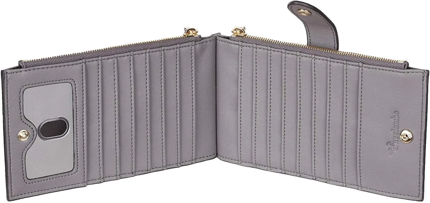 Travelambo Leather Wallets for Women Slim RFID Blocking Bifold Credit Card Holder Wallet