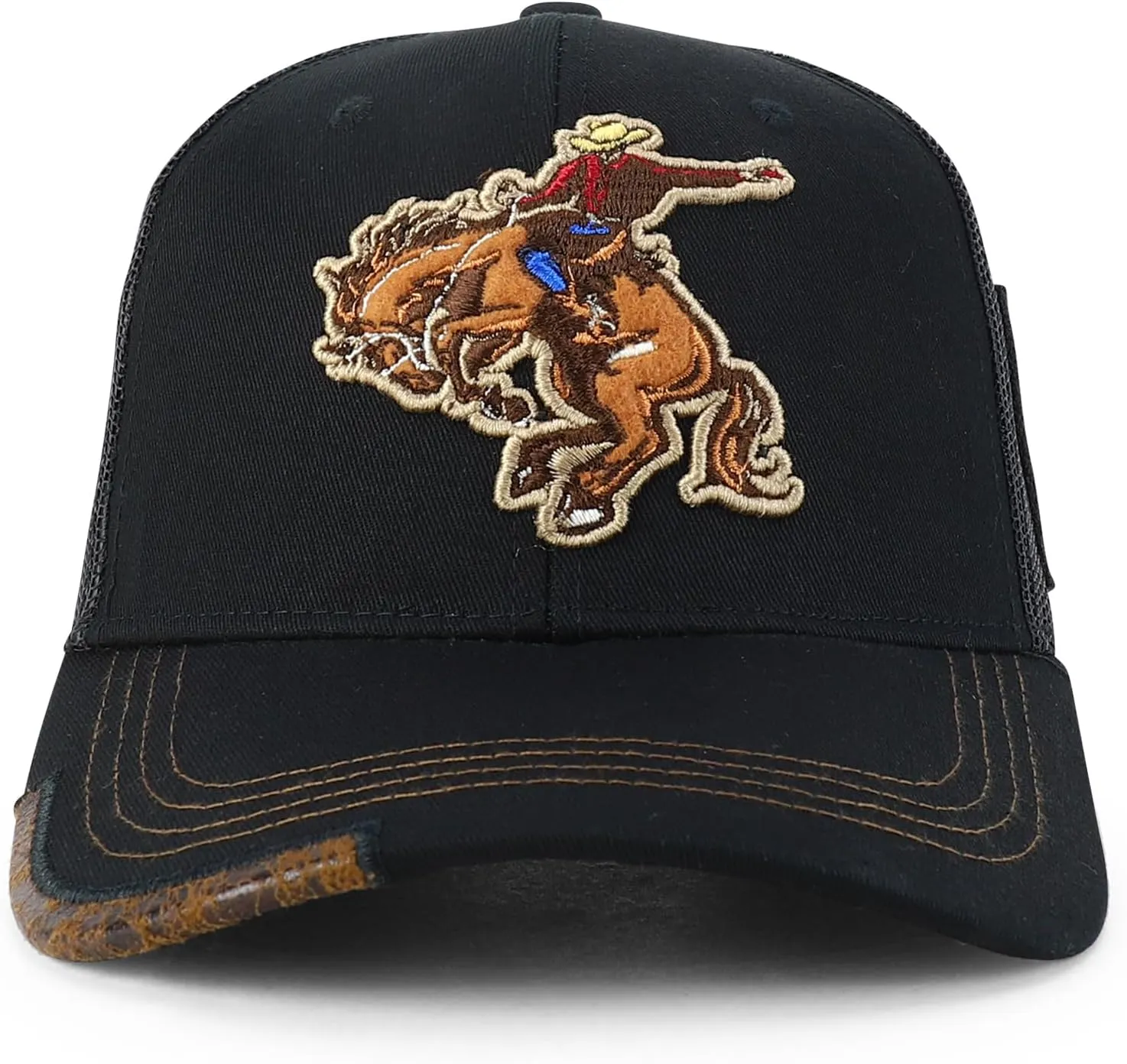 Trendy Apparel Shop Rodeo Horse Embroidered Mesh Back Baseball Cap