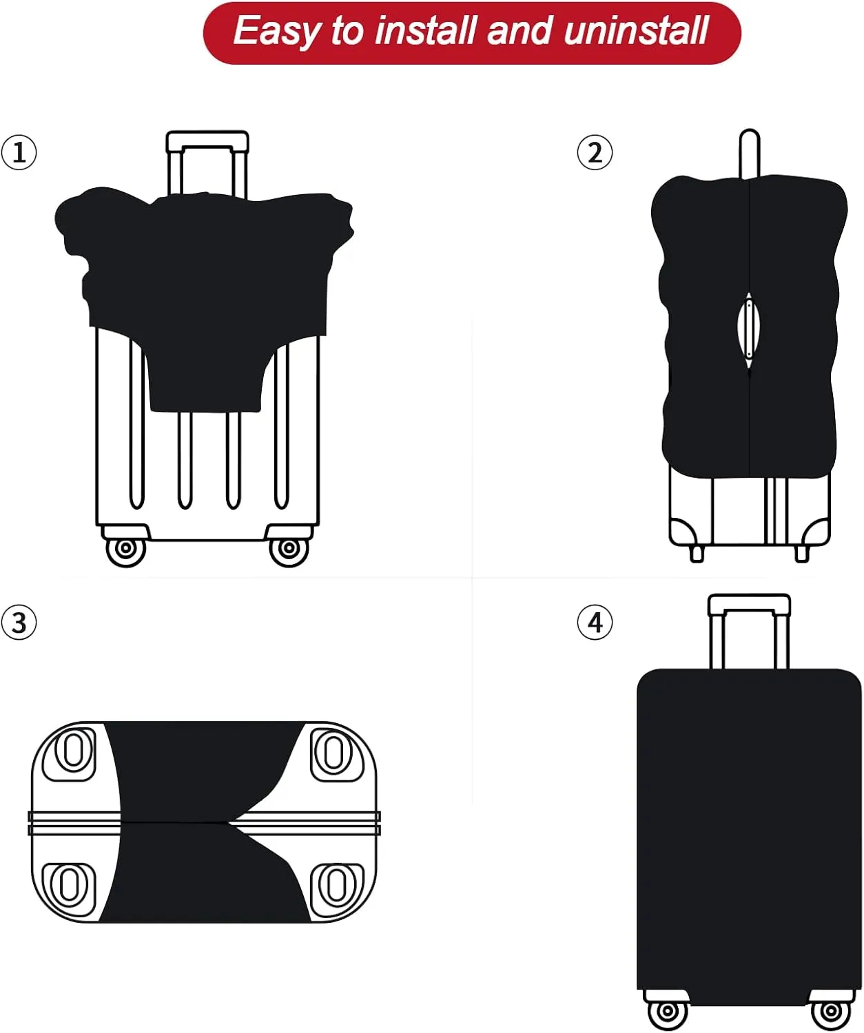 URBEST Luggage Cover Protector Suitcase Anti Scratch Dirt Covers, Fits 31"-32" Luggage Black