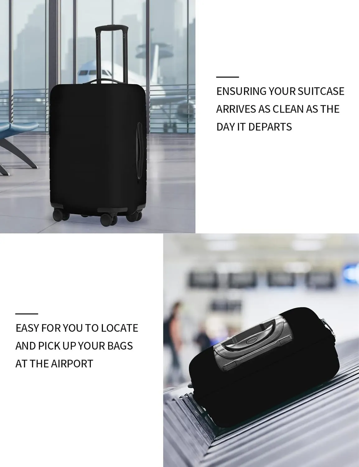 URBEST Luggage Cover Protector Suitcase Anti Scratch Dirt Covers, Fits 31"-32" Luggage Black