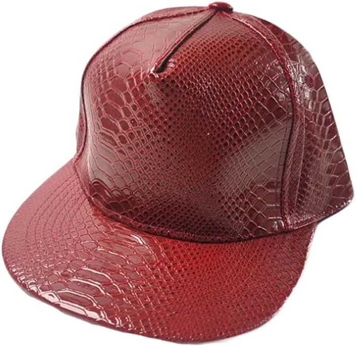WITHMOONS High Shine Crocodile Baseball Cap Flat Brim Snapback Hat Shiny Hip Hop Cap YZ20191