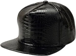 WITHMOONS High Shine Crocodile Baseball Cap Flat Brim Snapback Hat Shiny Hip Hop Cap YZ20191