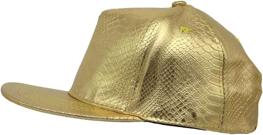 WITHMOONS High Shine Crocodile Baseball Cap Flat Brim Snapback Hat Shiny Hip Hop Cap YZ20191