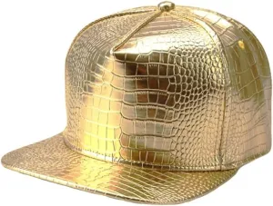 WITHMOONS High Shine Crocodile Baseball Cap Flat Brim Snapback Hat Shiny Hip Hop Cap YZ20191