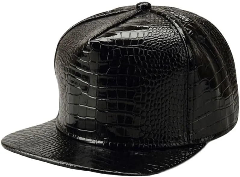 WITHMOONS High Shine Crocodile Baseball Cap Flat Brim Snapback Hat Shiny Hip Hop Cap YZ20191