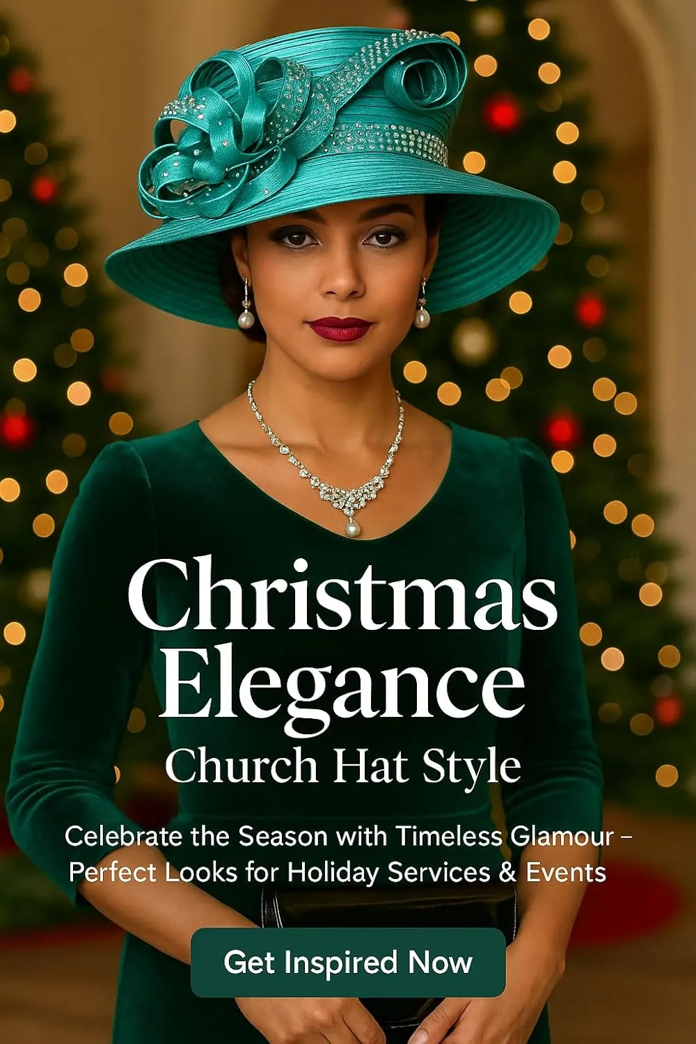 Women Satin Dress Church Derby Hats w/Rhinestones - Elegant Headwear for Special Occasions