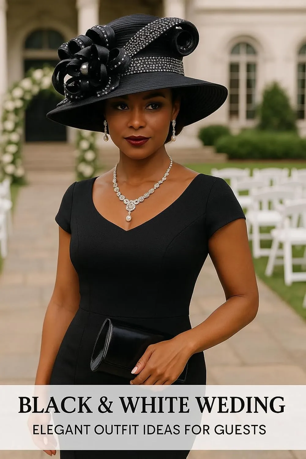 Women Satin Dress Church Derby Hats w/Rhinestones - Elegant Headwear for Special Occasions