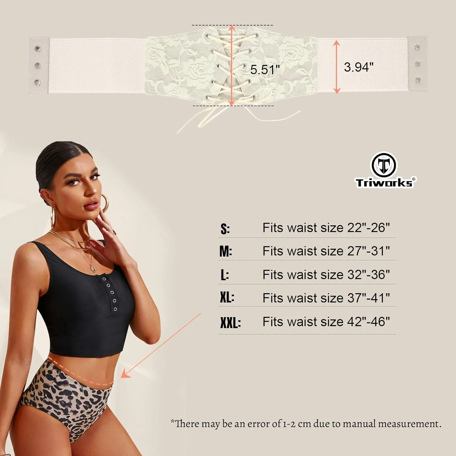Women Waist Belt Corset Lace Up Tied Waspie Elastic Wide Belt for Dresses Halloween Pirate Corset