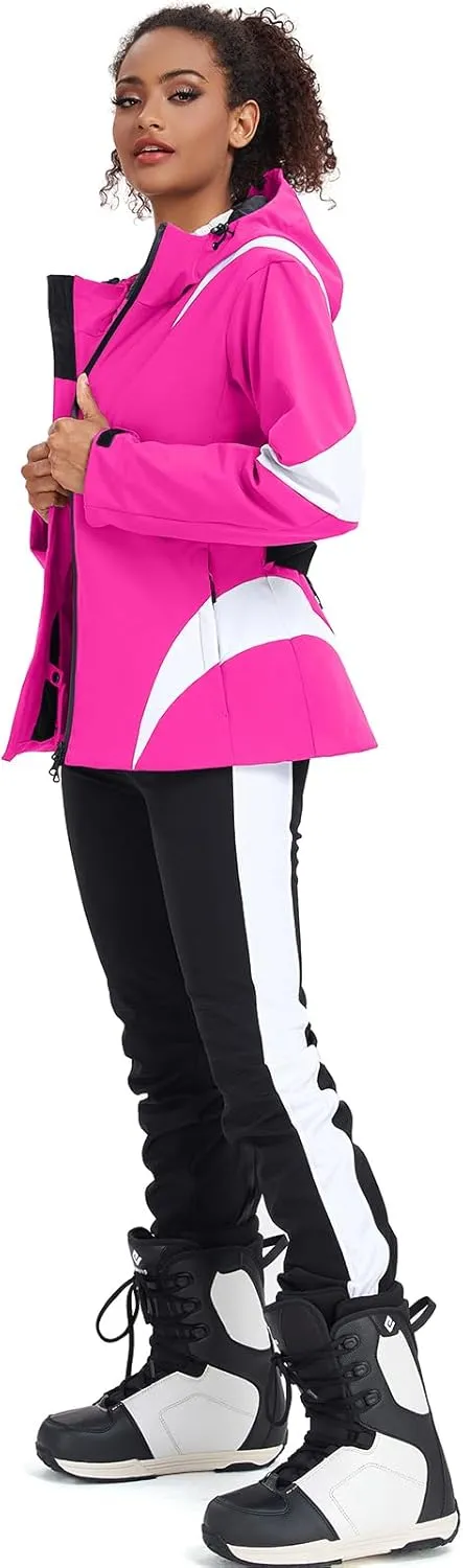 YEEFINE Ski Jackets for Women Waterproof Snowboard Jacket Winter Ski Outfits Outdoor Warm Snow Coats Windbreaker