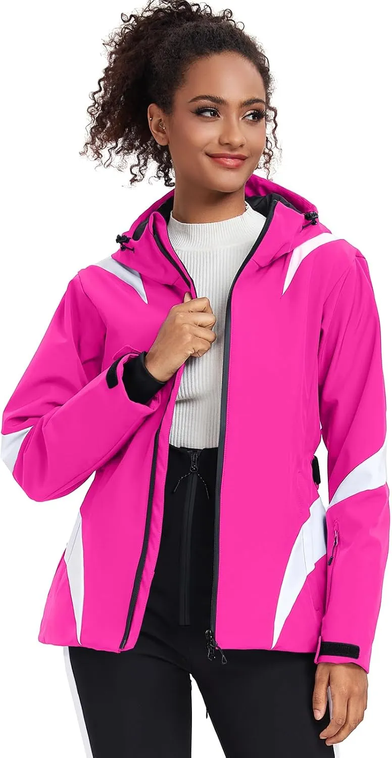 YEEFINE Ski Jackets for Women Waterproof Snowboard Jacket Winter Ski Outfits Outdoor Warm Snow Coats Windbreaker